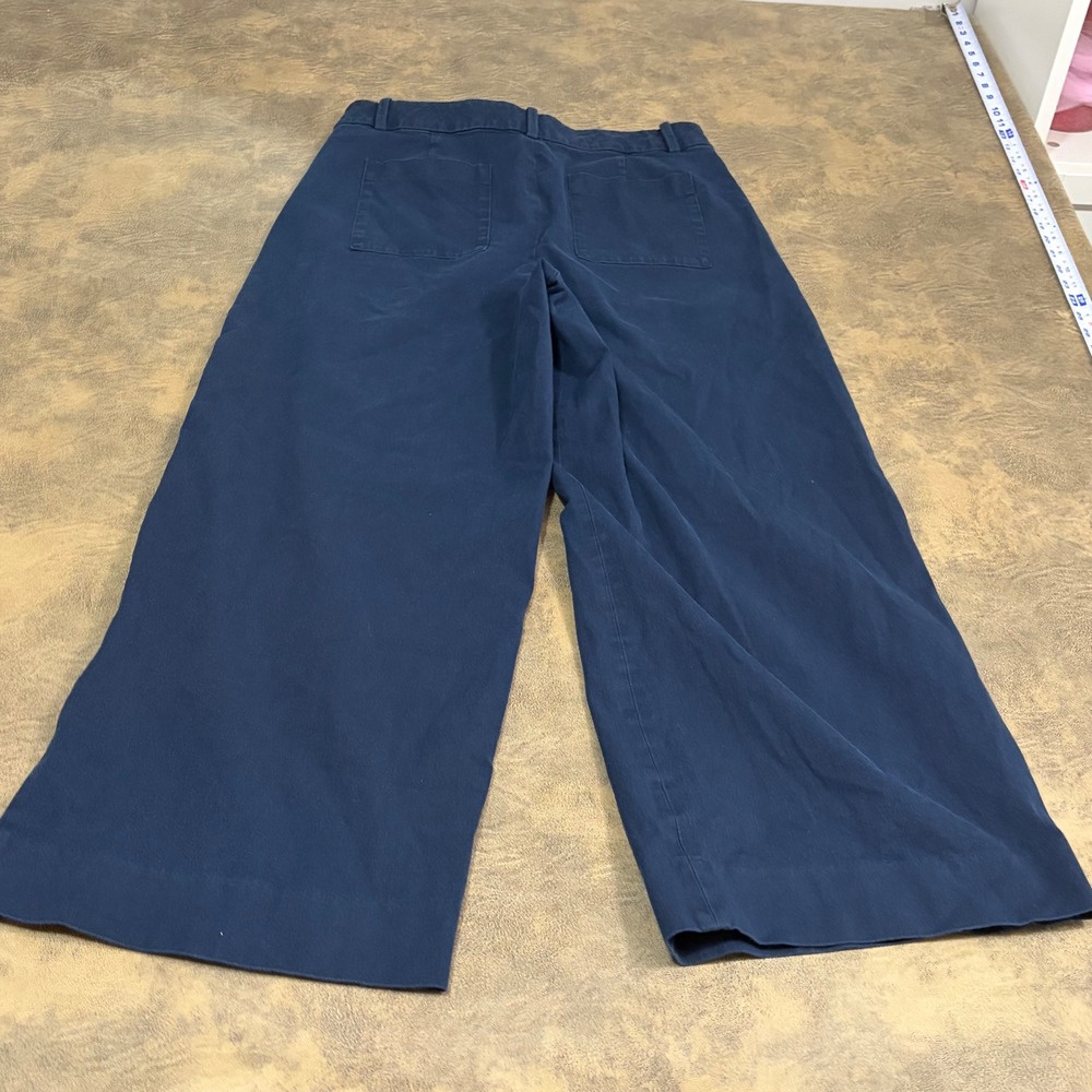 J.Crew Wide Leg Crop Pants Womens 12T Navy Blue High Rise Patch Pocket 1347